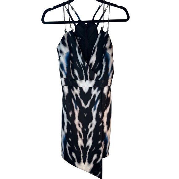 2/$30 Bebe XXS Black & White Abstract Print Dress With Chain Straps - Picture 6 of 14